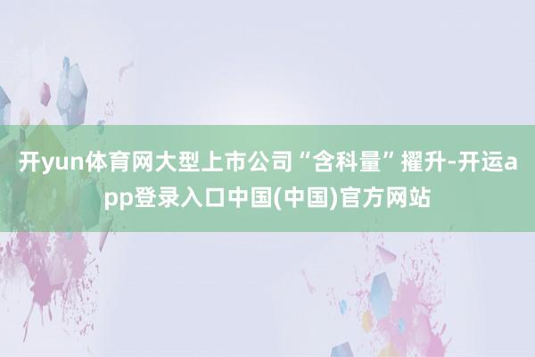 开yun体育网大型上市公司“含科量”擢升-开运app登录入口中国(中国)官方网站