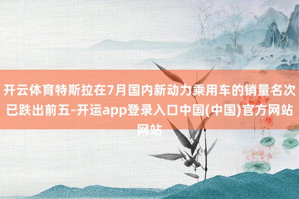 开云体育特斯拉在7月国内新动力乘用车的销量名次已跌出前五-开运app登录入口中国(中国)官方网站