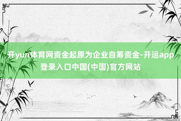 开yun体育网资金起原为企业自筹资金-开运app登录入口中国(中国)官方网站